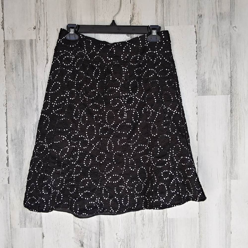 Ann Taylor Black And White Eyelet Skirt